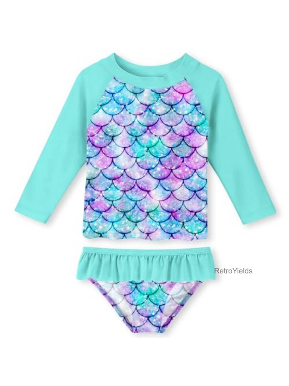 Toddler Girls Rashguard Swim Set UPF 50+ Long Sleeve 2 Piece
